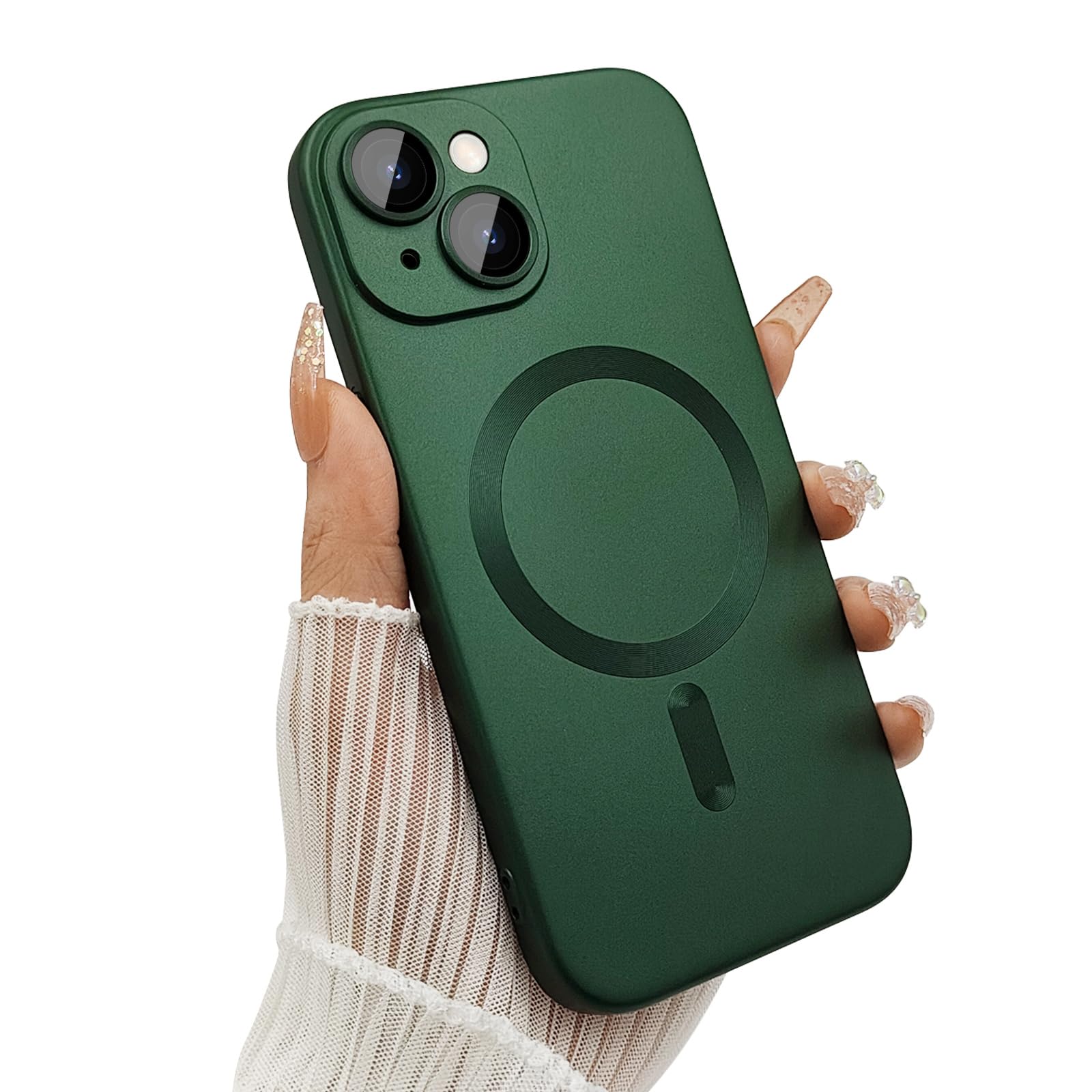 Ankofave Magnetic Case For Iphone 14 Plus Phone Case For Women, Shockproof Matte Luxury Metallic Luster Design With Camera Lens